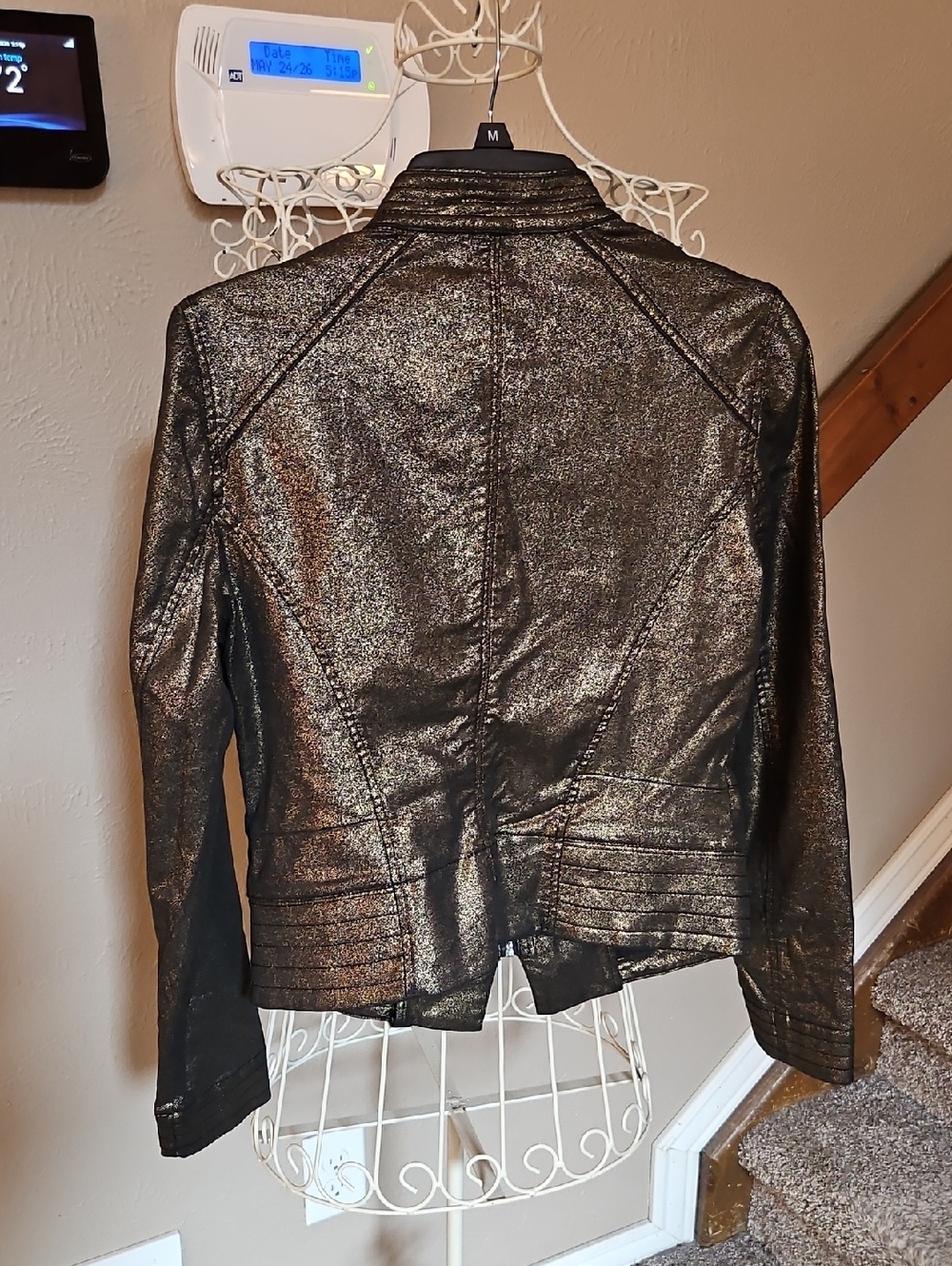 White House Black Market Metallic Gold Women's Moto Jacket - Picture 4 of 9